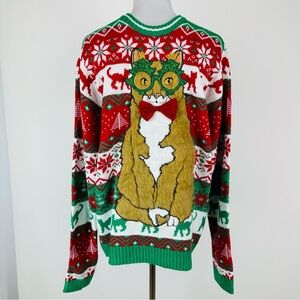 Blizzard Bay Cat Ugly Christmas Sweater Size Large